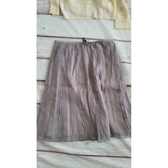 NIC + ZOE Seashell Cardigan and Gray Skirt  - Picture 6 of 9